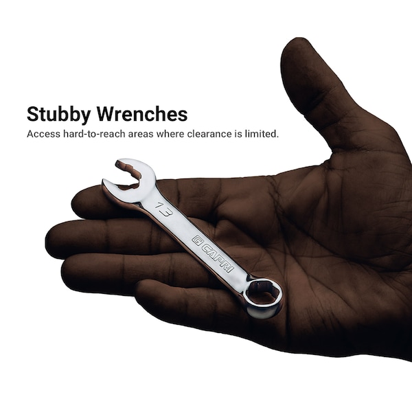 8 Mm WaveDrive Pro Stubby Combination Wrench For Regular And Rounded Bolts